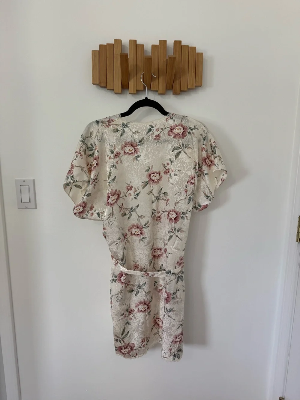Vintage Sleep Solutions Floral Lace-Trim Dress & Robe Set -Cream, Pink Floral
